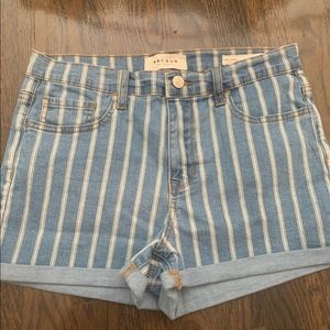 White Striped Blue Jean shorts Pacsun